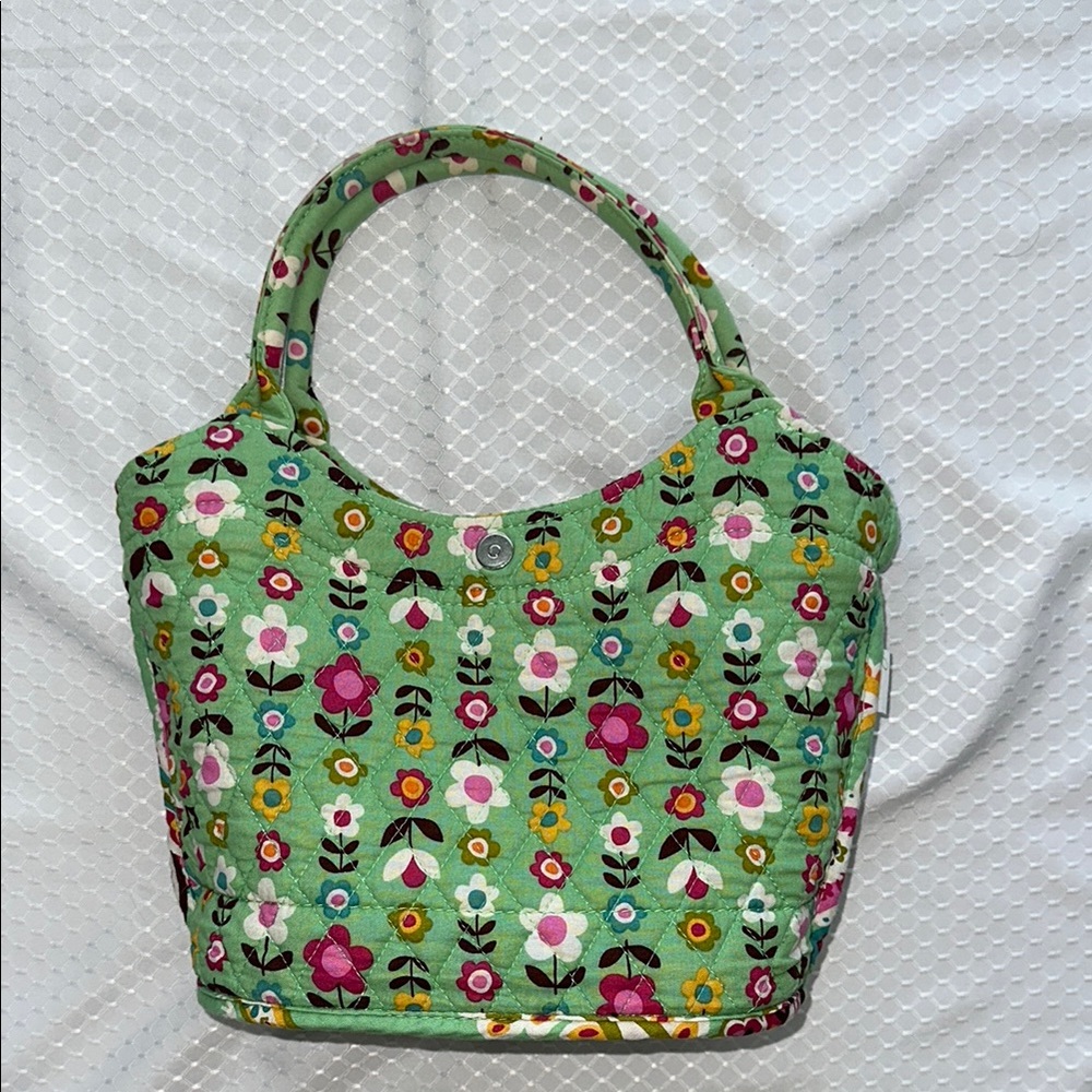 Vera Bradley Floral Green Handbag, small tote bag, perfect condition. snaps shut - Picture 5 of 8